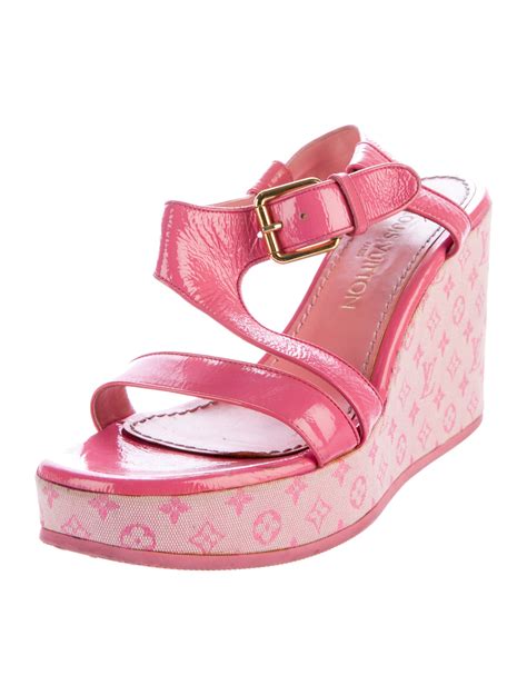 louis vuitton monogram wedge sandals|louis vuitton sandals real.